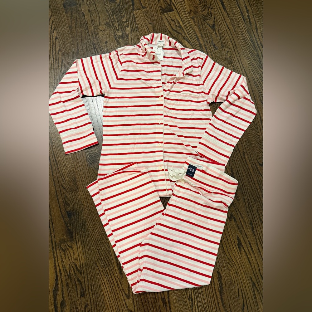 J. Crew  Pajama Set - Red Pink and White Stripes